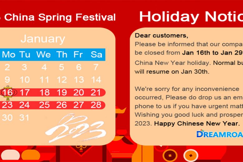 Dreamroad LED 2023 china spring festival holiday notice